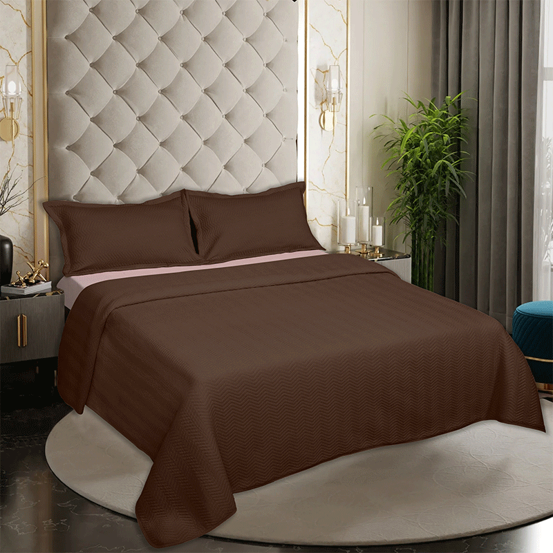 BodyComfy 100% Cotton Hosiery King-Size Fitted Bedcover – Chevron Pattern