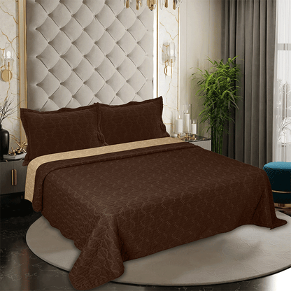 BodyComfy 100% Cotton Hosiery King-Size Fitted Bedcover – Diamond Weave Quilted Print