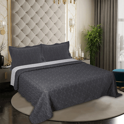 BodyComfy 100% Cotton Hosiery King-Size Fitted Bedcover – Diamond Weave Quilted Print