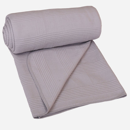 BodyComfy 100% Cotton Hosiery King-Size Fitted Bedcover – Minimalist Grid Texture Pattern