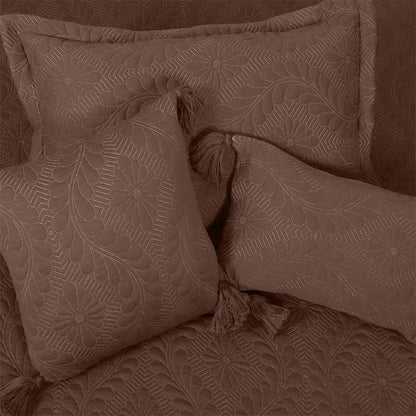 BodyComfy 100% Cotton Hosiery King-Size Fitted Bedcover – Quilted Floral Motif Print