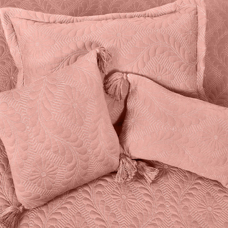 BodyComfy 100% Cotton Hosiery King-Size Fitted Bedcover – Quilted Floral Motif Print