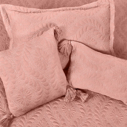 BodyComfy 100% Cotton Hosiery King-Size Fitted Bedcover – Quilted Floral Motif Print