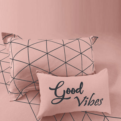 Bodycomfy 100% Cotton Hosiery King Size Fitted Bedsheet – Geometrical Panel Print