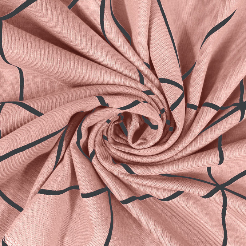 Bodycomfy 100% Cotton Hosiery King Size Fitted Bedsheet – Geometrical Panel Print