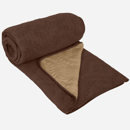 BodyComfy 100% Cotton Hosiery King-Size Fitted Bedcover – Quilted Floral Motif Print