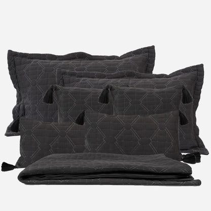 BodyComfy 100% Cotton Hosiery King-Size Fitted Bedcover – Geometrical Quilted Pattern