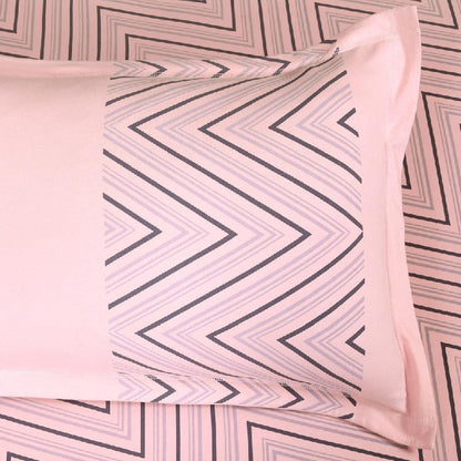 “Bodycomfy 100% Cotton Hosiery King Size Fitted Bedsheet – Chevron Minimalist Print