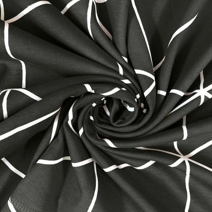 Bodycomfy 100% Cotton Hosiery King Size Fitted Bedsheet – Geometrical Panel Print