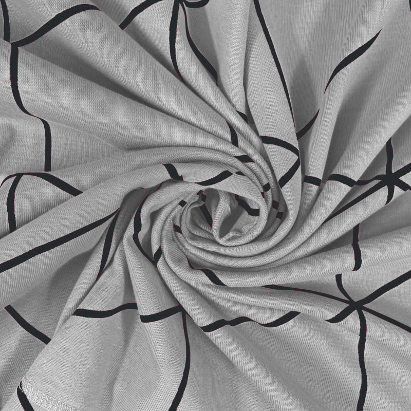 Bodycomfy 100% Cotton Hosiery King Size Fitted Bedsheet – Geometrical Panel Print