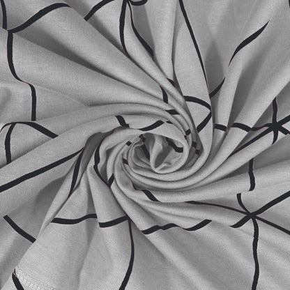 Bodycomfy 100% Cotton Hosiery King Size Fitted Bedsheet – Geometrical Panel Print