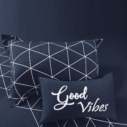 Bodycomfy 100% Cotton Hosiery King Size Fitted Bedsheet – Geometrical Panel Print