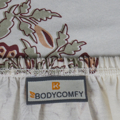 Bodycomfy 100% Cotton Hosiery King Size Fitted Bedsheet – Handblock Floral Allover Print