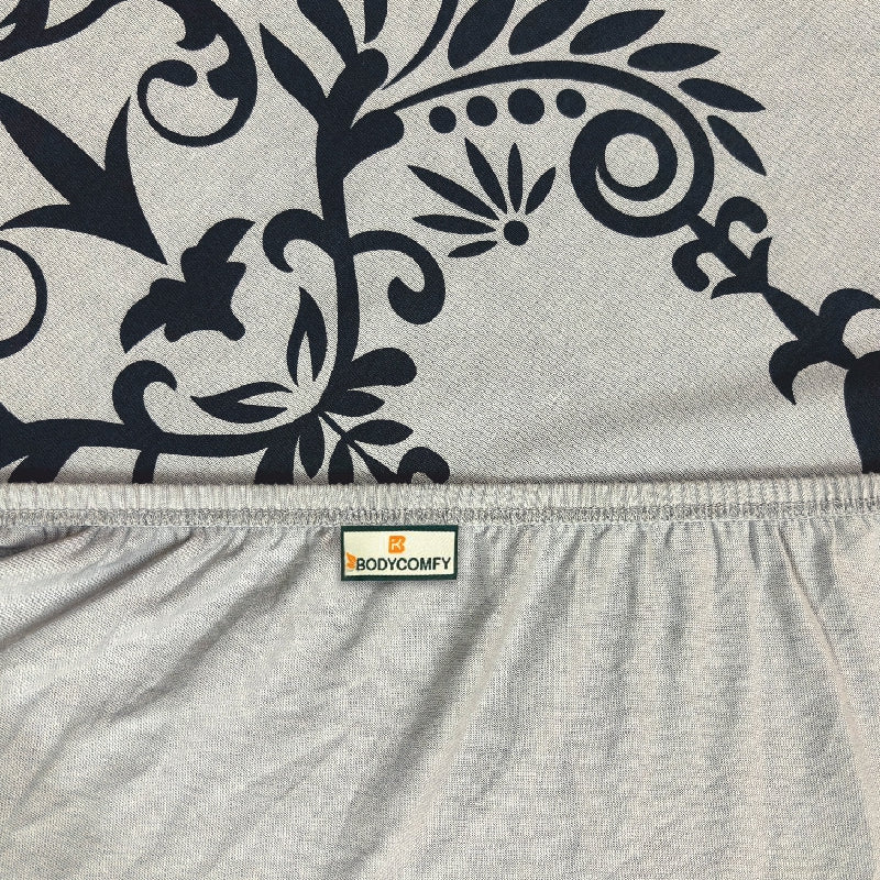 Bodycomfy 100% Cotton Hosiery King Size Fitted Bedsheet – Motif Panel Print