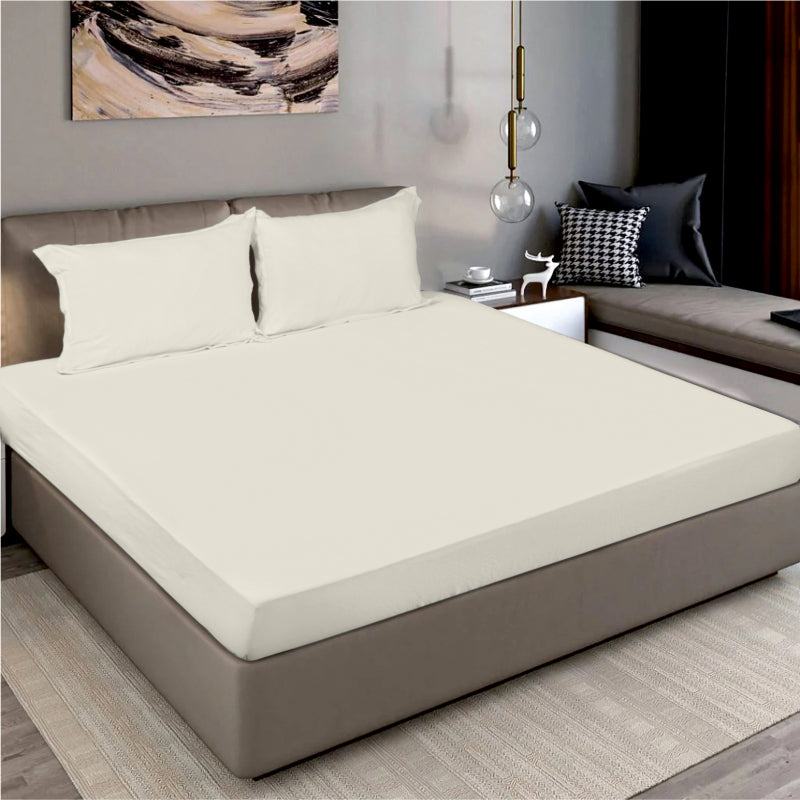 Bodycomfy 100% Cotton Hosiery King Size Fitted Bedsheet – Solid