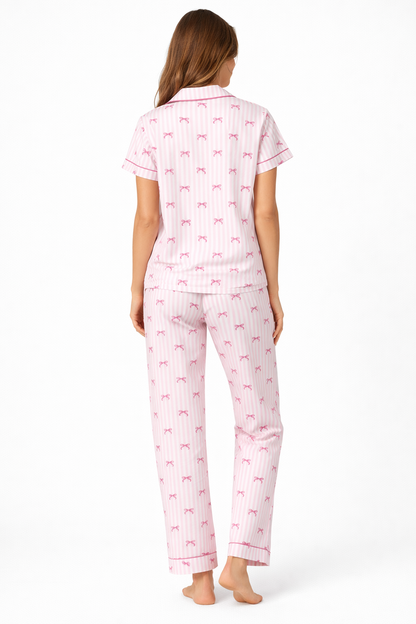 BodyComfy Pink Bow Cotton Night Set