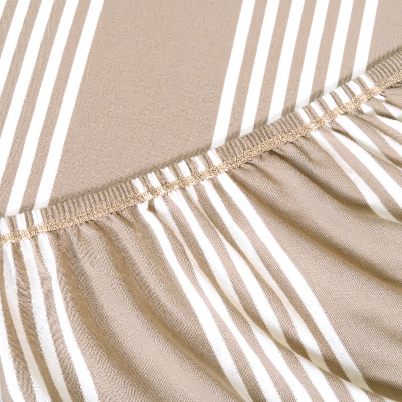 Bodycomfy 100% Cotton Hosiery King Size Fitted Bedsheet – Striped Design Beige