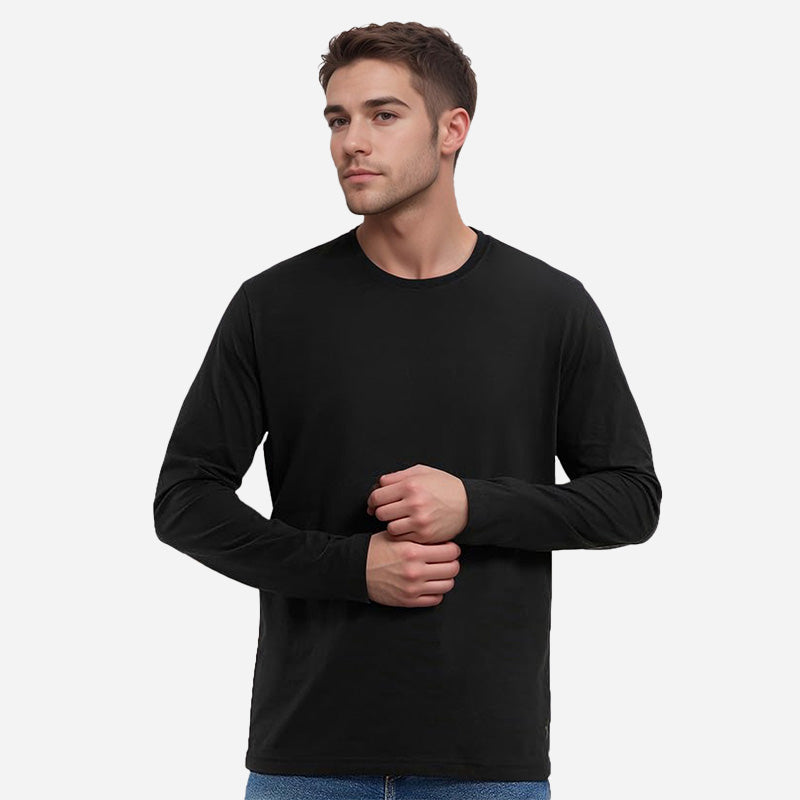 TESON by Bodycare Solid Mens Tshirt Round Neck Full Sleeves - Black