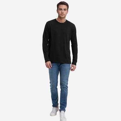 TESON by Bodycare Solid Mens Tshirt Round Neck Full Sleeves - Black