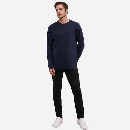 TESON by Bodycare Solid Mens Tshirt Round Neck Full Sleeves - Navy