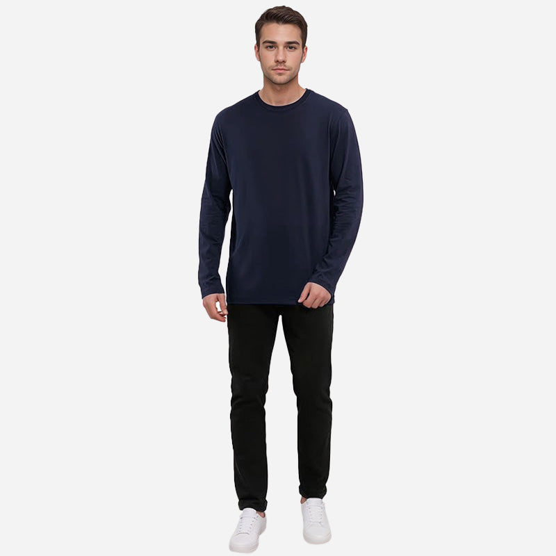TESON by Bodycare Solid Mens Tshirt Round Neck Full Sleeves - Navy