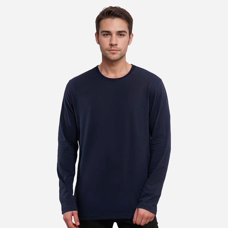 TESON by Bodycare Solid Mens Tshirt Round Neck Full Sleeves - Navy