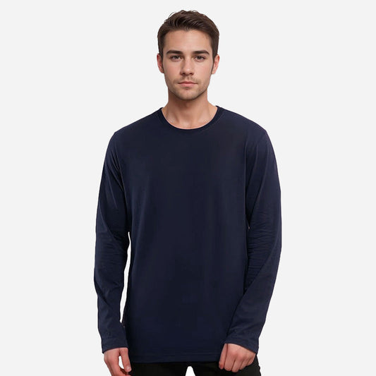 TESON by Bodycare Solid Mens Tshirt Round Neck Full Sleeves - Navy