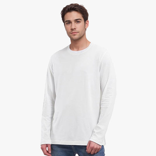 TESON by Bodycare Solid Mens Tshirt Round Neck Full Sleeves - White