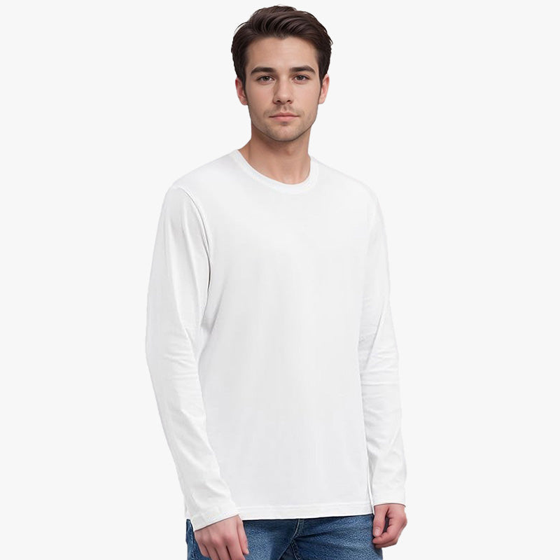 TESON by Bodycare Solid Mens Tshirt Round Neck Full Sleeves - White