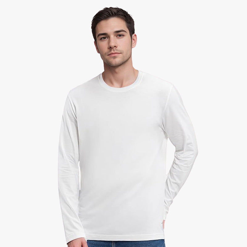 TESON by Bodycare Solid Mens Tshirt Round Neck Full Sleeves - White