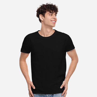 TESON Mens Tshirt Round Neck Half Sleeves - Black