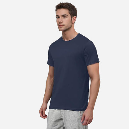 TESON Mens Tshirt Round Neck Half Sleeves - Navy