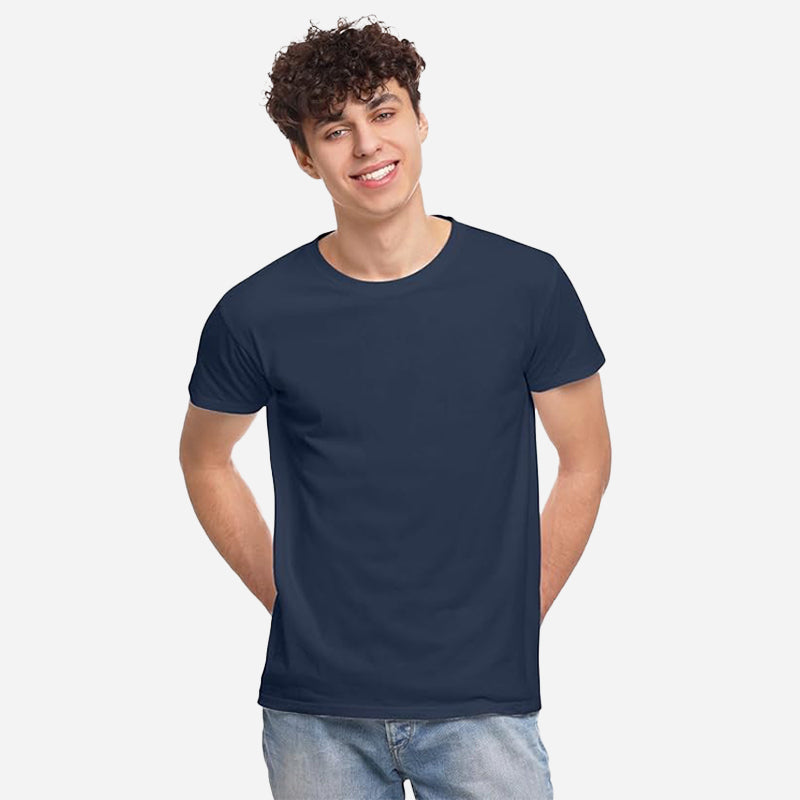 TESON Mens Tshirt Round Neck Half Sleeves - Navy