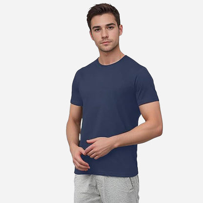 TESON Mens Tshirt Round Neck Half Sleeves - Navy