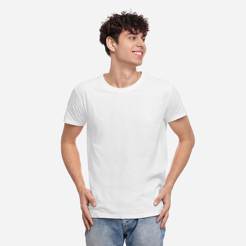 TESON Mens Tshirt Round Neck Half Sleeves - White