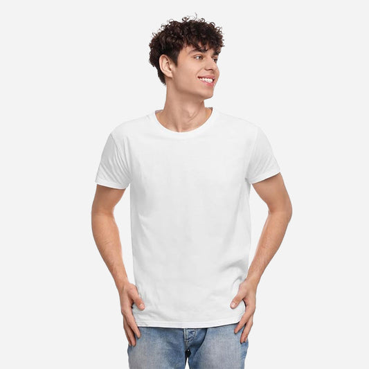 TESON Mens Tshirt Round Neck Half Sleeves - White