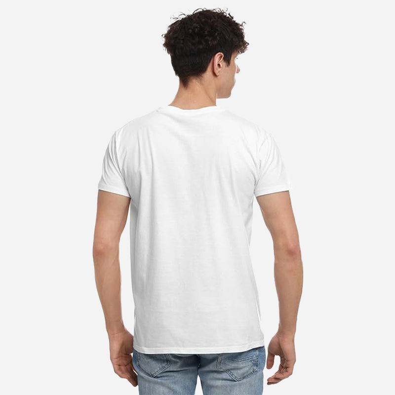 TESON Mens Tshirt Round Neck Half Sleeves - White