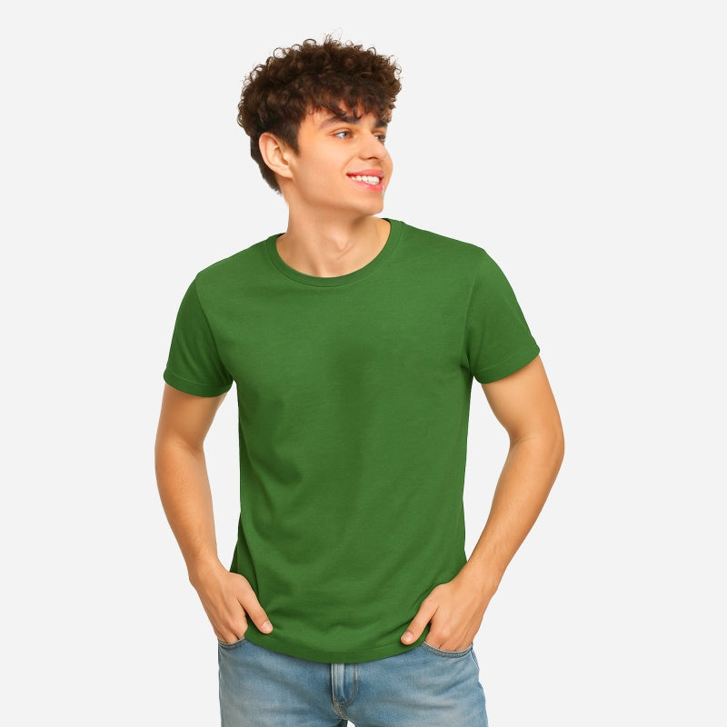 TESON Mens Tshirt Round Neck Half Sleeves - Green Melange