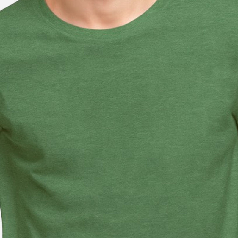TESON Mens Tshirt Round Neck Half Sleeves - Green Melange