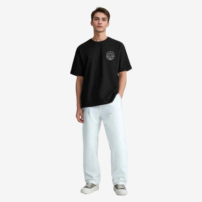 TESON by Bodycare Men's 100% Cotton Oversized Baggy Fit Drop Shoulder Half Sleeve Solid Round Neck T-Shirt White