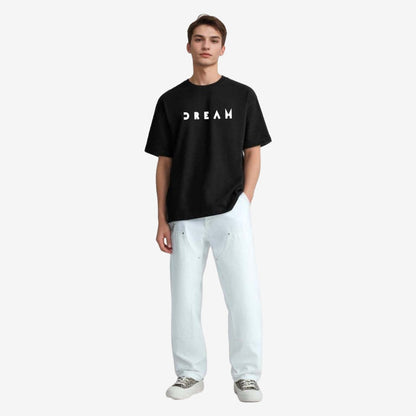 TESON by Bodycare Men's 100% Cotton Oversized Baggy Fit Drop Shoulder Half Sleeve Solid Round Neck T-Shirt White