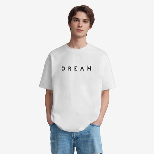 TESON by Bodycare Men's 100% Cotton Oversized Baggy Fit Drop Shoulder Half Sleeve Solid Round Neck T-Shirt White