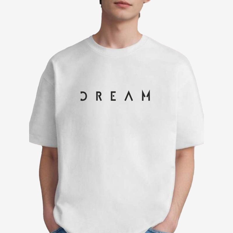 TESON by Bodycare Men's 100% Cotton Oversized Baggy Fit Drop Shoulder Half Sleeve Solid Round Neck T-Shirt White