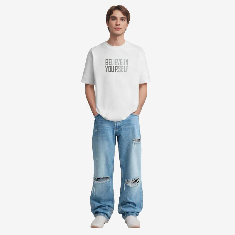 TESON by Bodycare Men's 100% Cotton Oversized Baggy Fit Drop Shoulder Half Sleeve Solid Round Neck T-Shirt