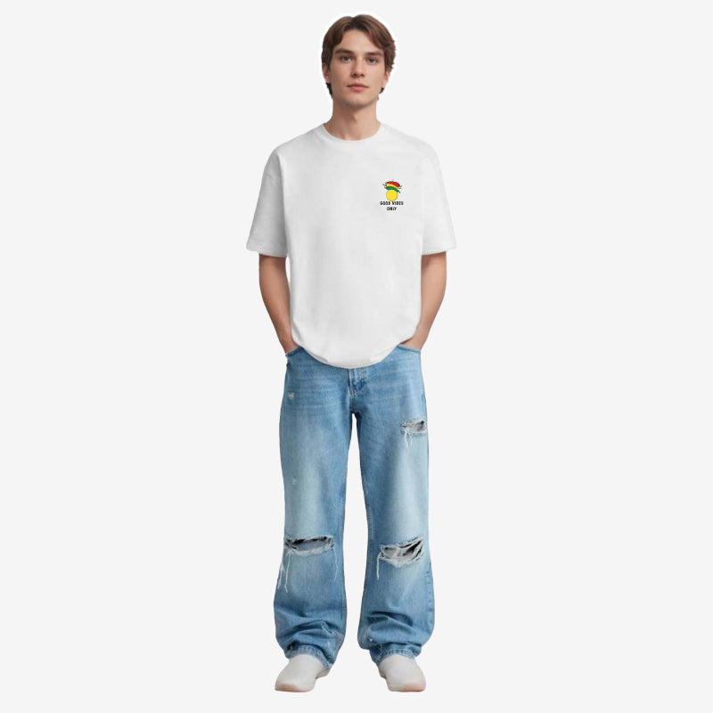 TESON by Bodycare Men's 100% Cotton Oversized Baggy Fit Drop Shoulder Half Sleeve Solid Round Neck T-Shirt