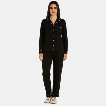 TESON Women Night Suit - Black