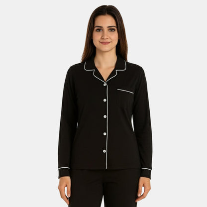 TESON Women Night Suit - Black