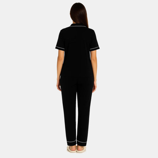 TESON Women Night Suit - Black - bodycomfyonline