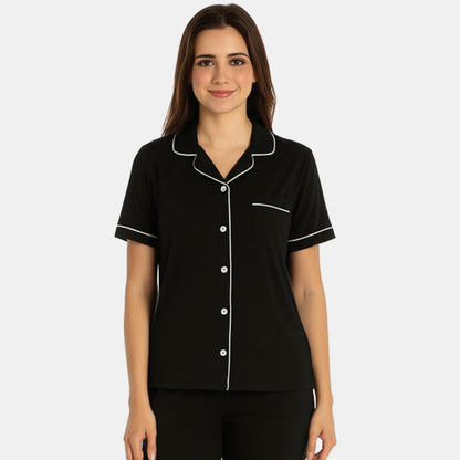 TESON Women Night Suit - Black