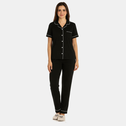 TESON Women Night Suit - Black